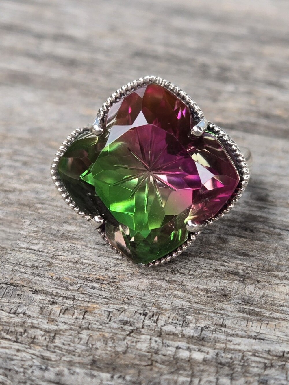 NICKY BUTLER Designer 925 Sterling Silver 15.45 Carat Green Cherry Quartz Ring